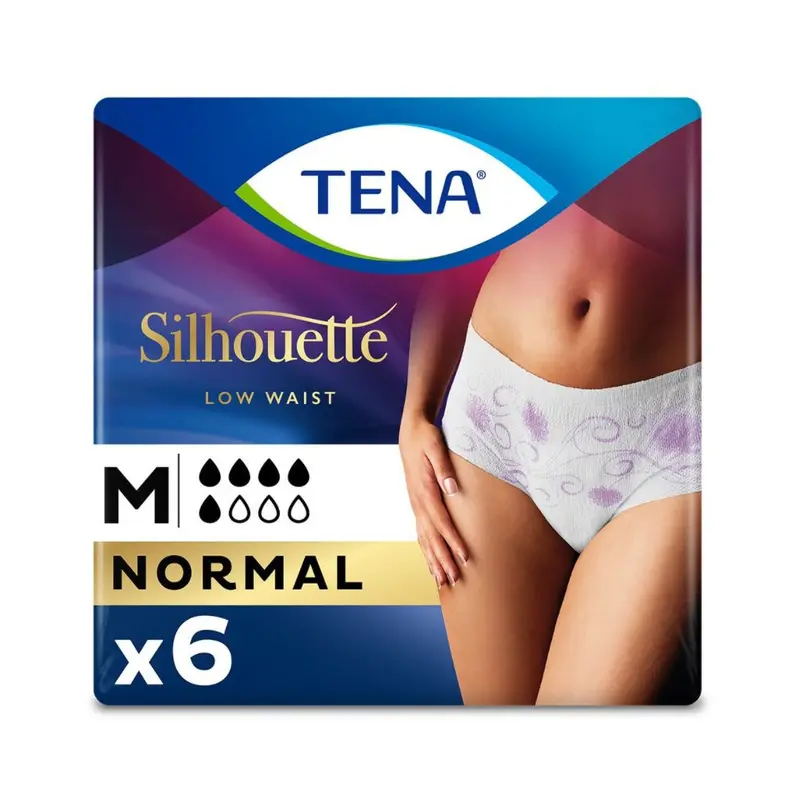 Tena Silhouette Low Waist Medium Normal White 6 Pants - Pack of 2