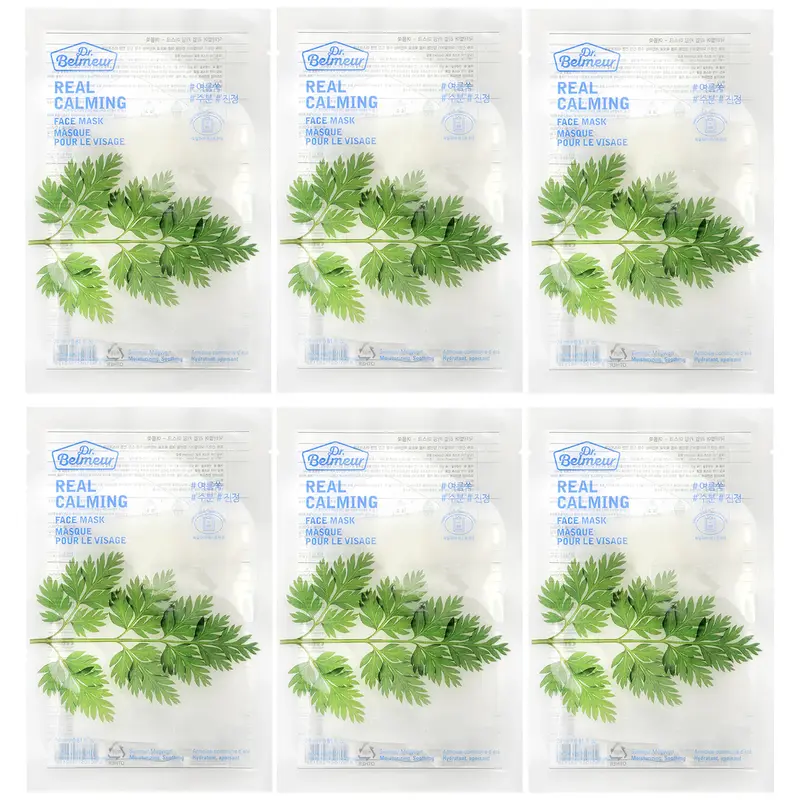 The Face Shop - Dr.Belmeur Real Calming Face Mask Summer Mugwort 24ml. (Pack of 6)