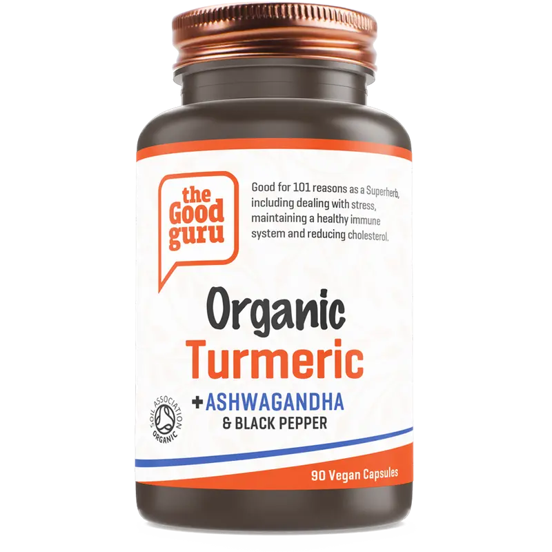 The Good Guru Organic Turmeric + Ashwagandha & Black Pepper - 90 Vegan Capsules