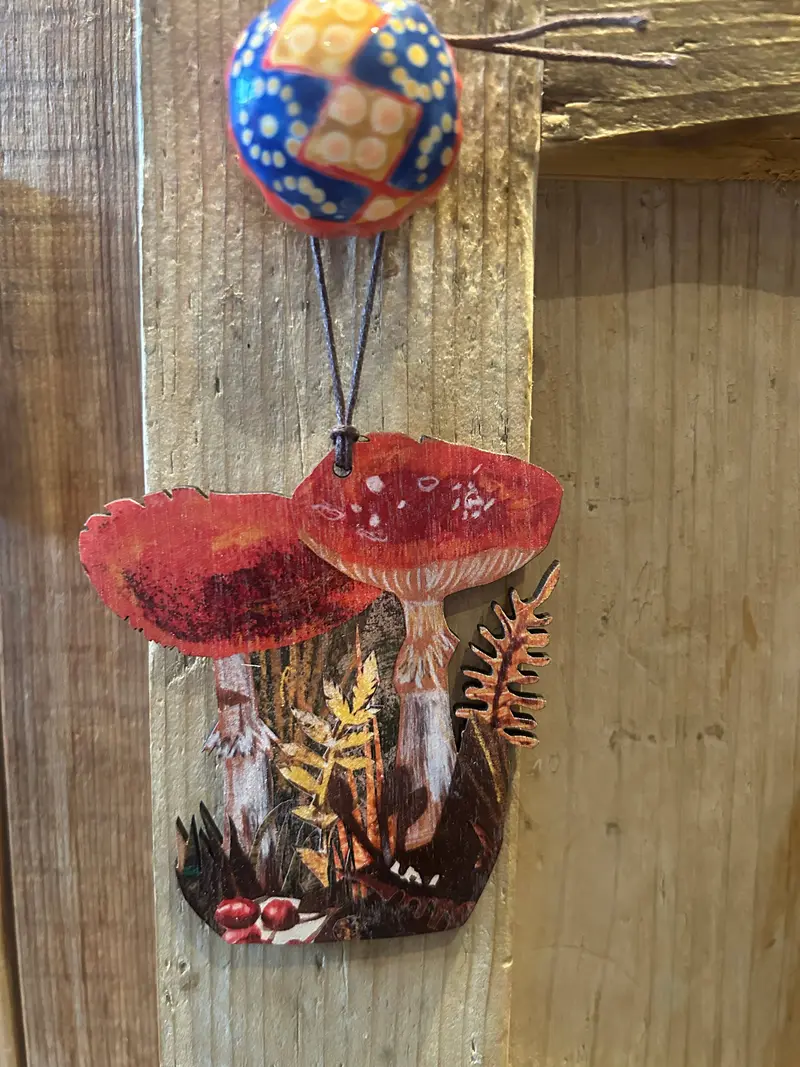 Toadstools birch plywood decoration