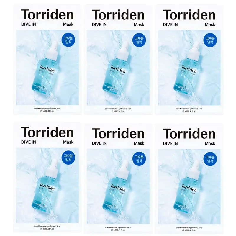 Torriden - Dive In Low Molecule Hyaluronic Acid Mask Sheet 27ml. (Pack of 6)