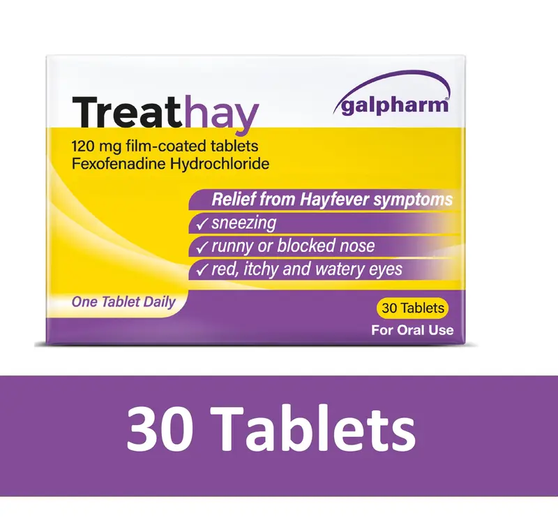 TreatHay 120mg fexofenadine hydrochloride allergy tablets - 30 Tablets (N)