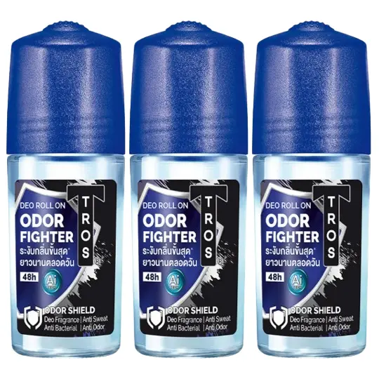 TROS - Blue Deo Roll On Odor Fighter 45ml. (Pack of 3)