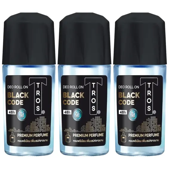 TROS - Deo Roll On Black Code 45ml. (Pack of 3)