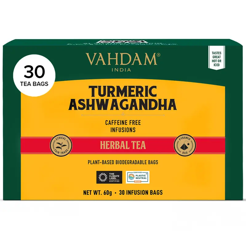 Turmeric Ashwagandha Herbal Tea Bags Caffeine Free - 30 Count