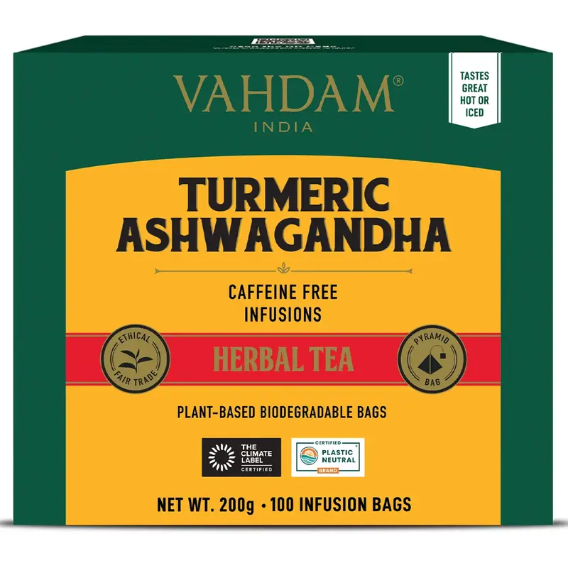 Turmeric Ashwagandha Herbal Tea Tisane - 100 Count