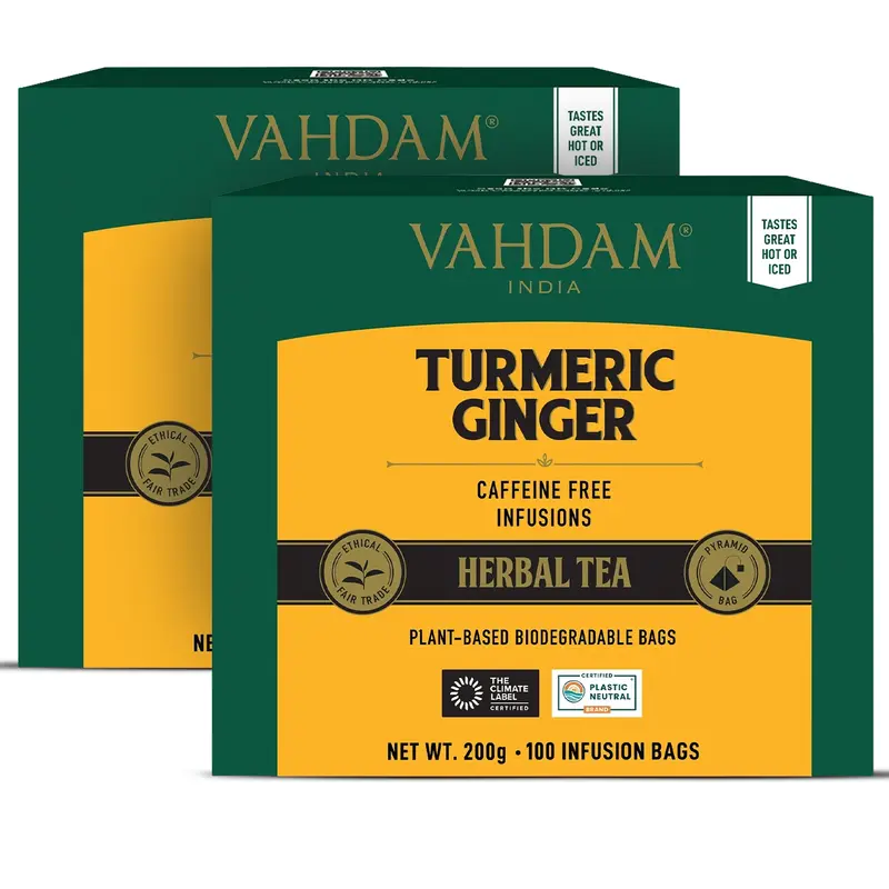 Turmeric Ginger Herbal Tea Tisane, 30 Count (15x2)