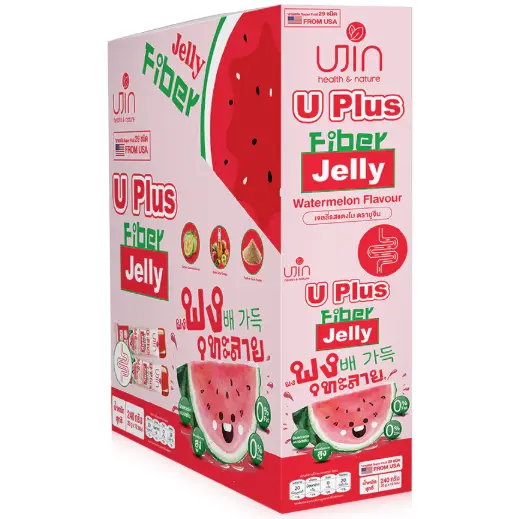 Ujin - U Plus Fiber Jelly, Watermelon Flavor 20g. (Box of 12 sachets)