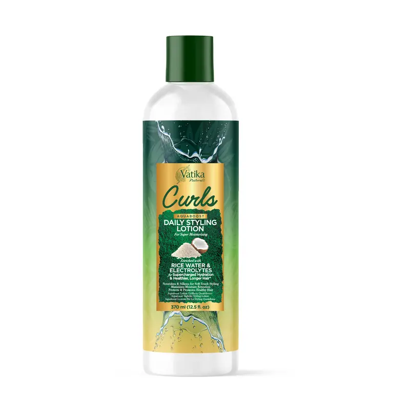 Vatika Naturals Curls AQUABOOST Daily Styling Lotion with Rice Water & Electrolytes 370 ml