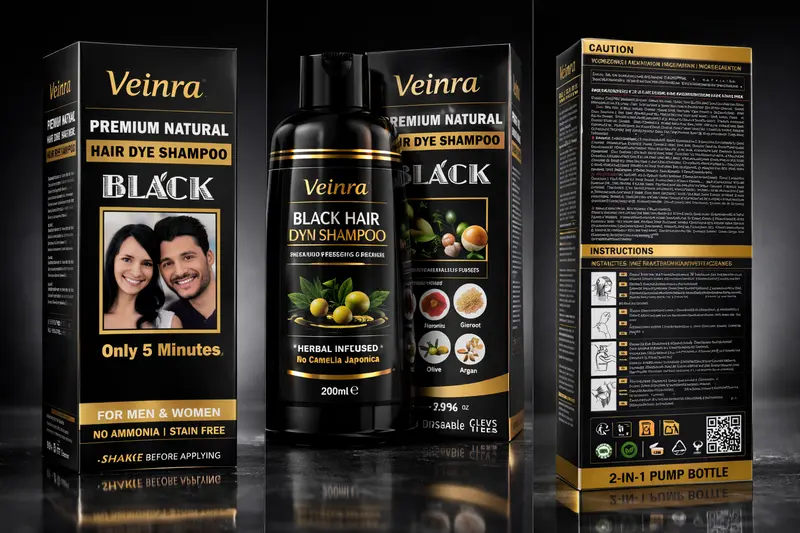 Veinira Hair Colour Shampoo 200ml | Black, Brown & Dark Brown | Instant Grey Coverage