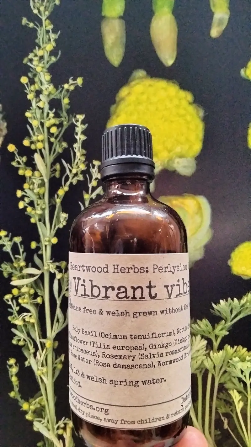 Vibrant vibe! Caffeine free & welsh grown without the use of chemicals!