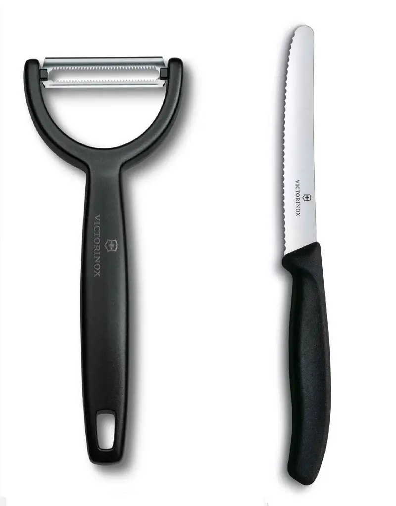 Victorinox Black Combo - 'T' YPSO Vegetable Peeler + Classic Knife