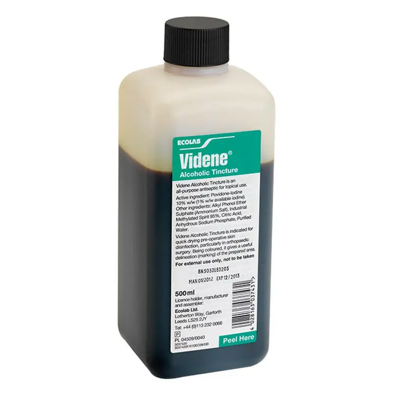 Videne Alcoholic Tincture Povidone Iodine 10% Antiseptic Solution 500ml