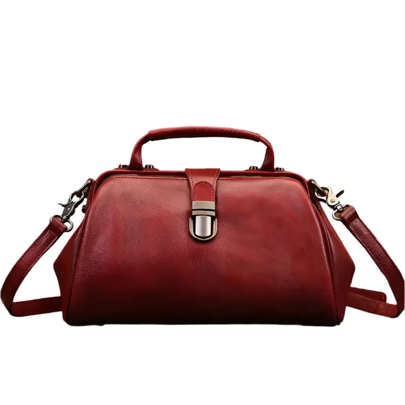 Vintage Genuine Leather Women Doctors Bag Crossbody Messenger Shoulder Bag