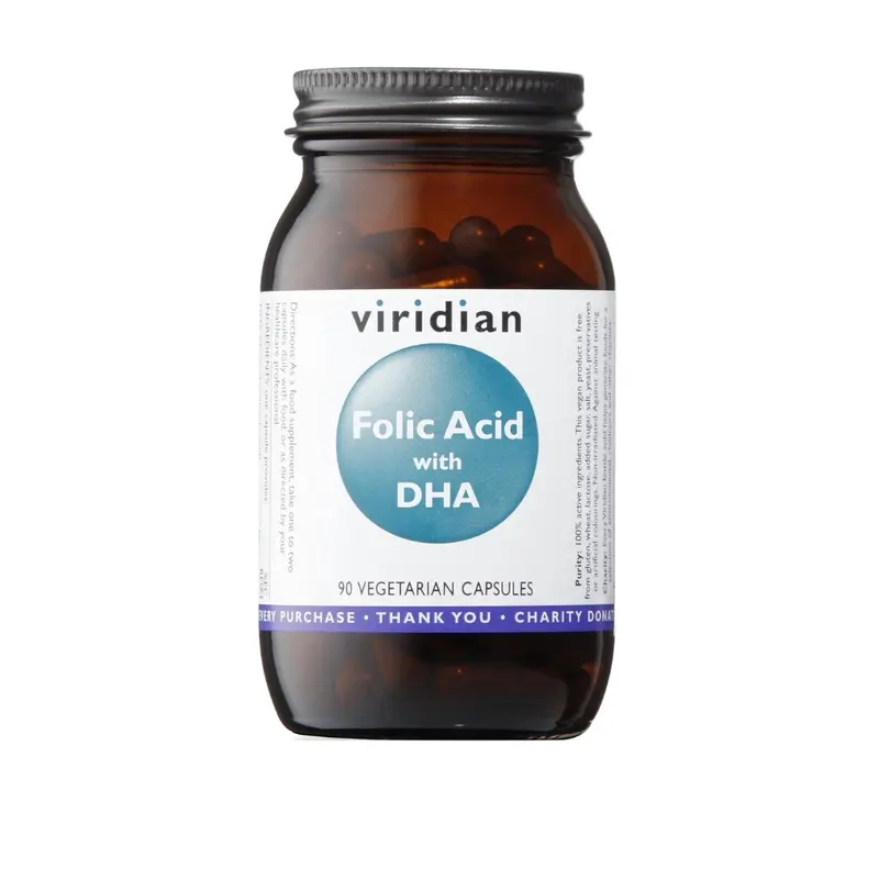 Viridian Folic Acid (400ug) with DHA - 90 Vegetarian Capsules