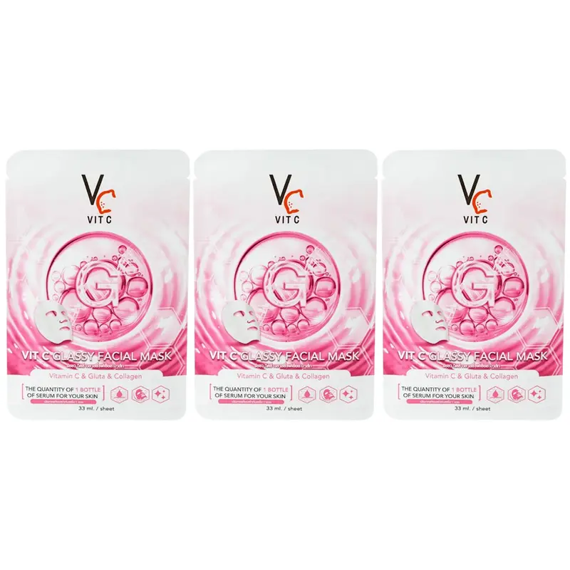 VIT C - Glassy Facial Mask 33ml. (Pack of 3)
