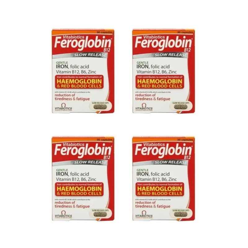 Vitabiotics Feroglobin 30 Capsules - Pack of 4