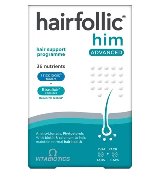 Vitabiotics Hairfollic Him Advanced Dual Pack 30tabs+30caps