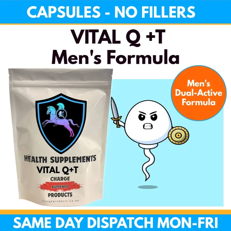 Vital Q + T Men's Formula | CoQ10 250mg + L-Tyrosine 250mg | 500mg Vegan Capsules UK