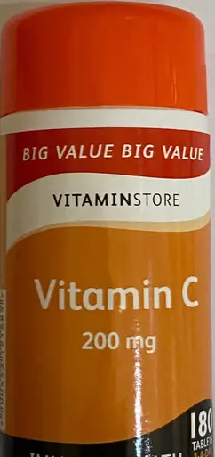 vitamin c, 200 tablets immunity energy power well being