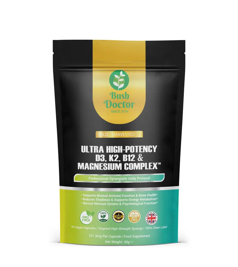 Vitamin D3 4000IU, K2 MK7, Magnesium Bisglycinate & Vitamin B12 Vegan Capsules