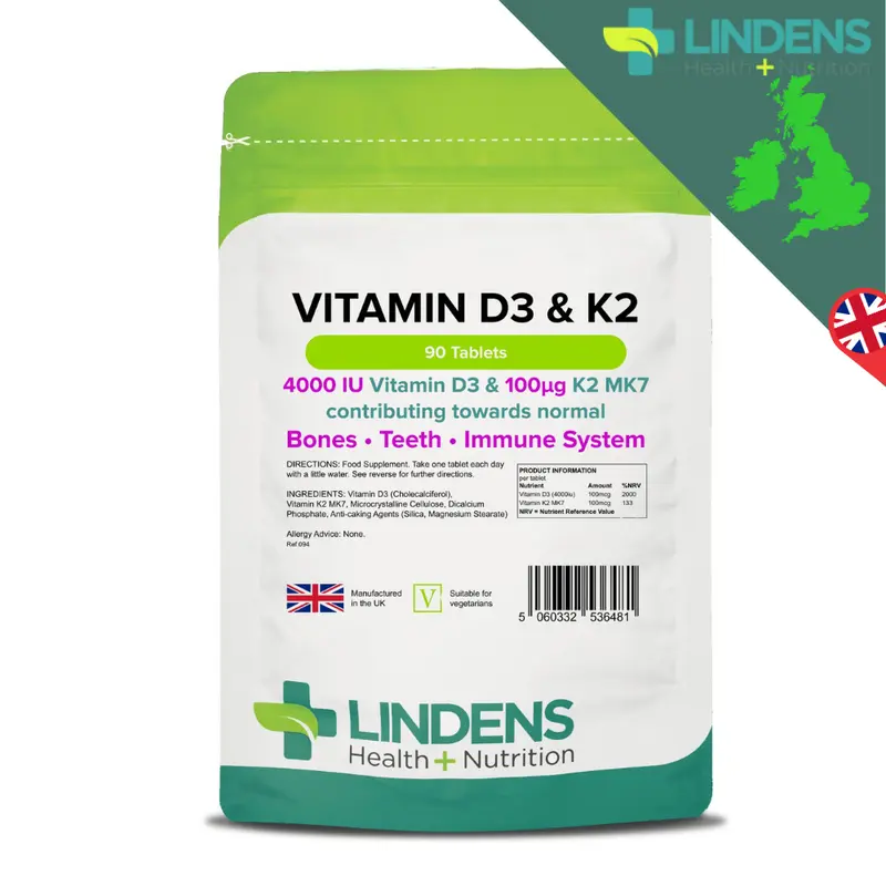 Vitamin D3 & K2 MK7  Tablets Lindens