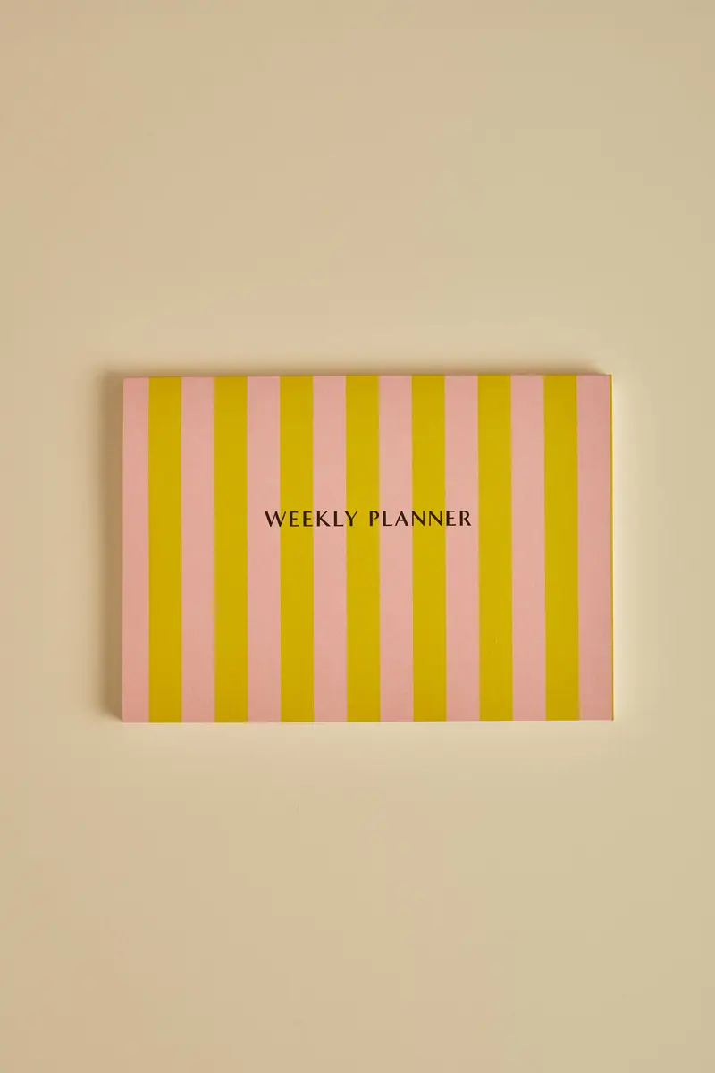 Weekly Planner Classic Stripe Pink & Green