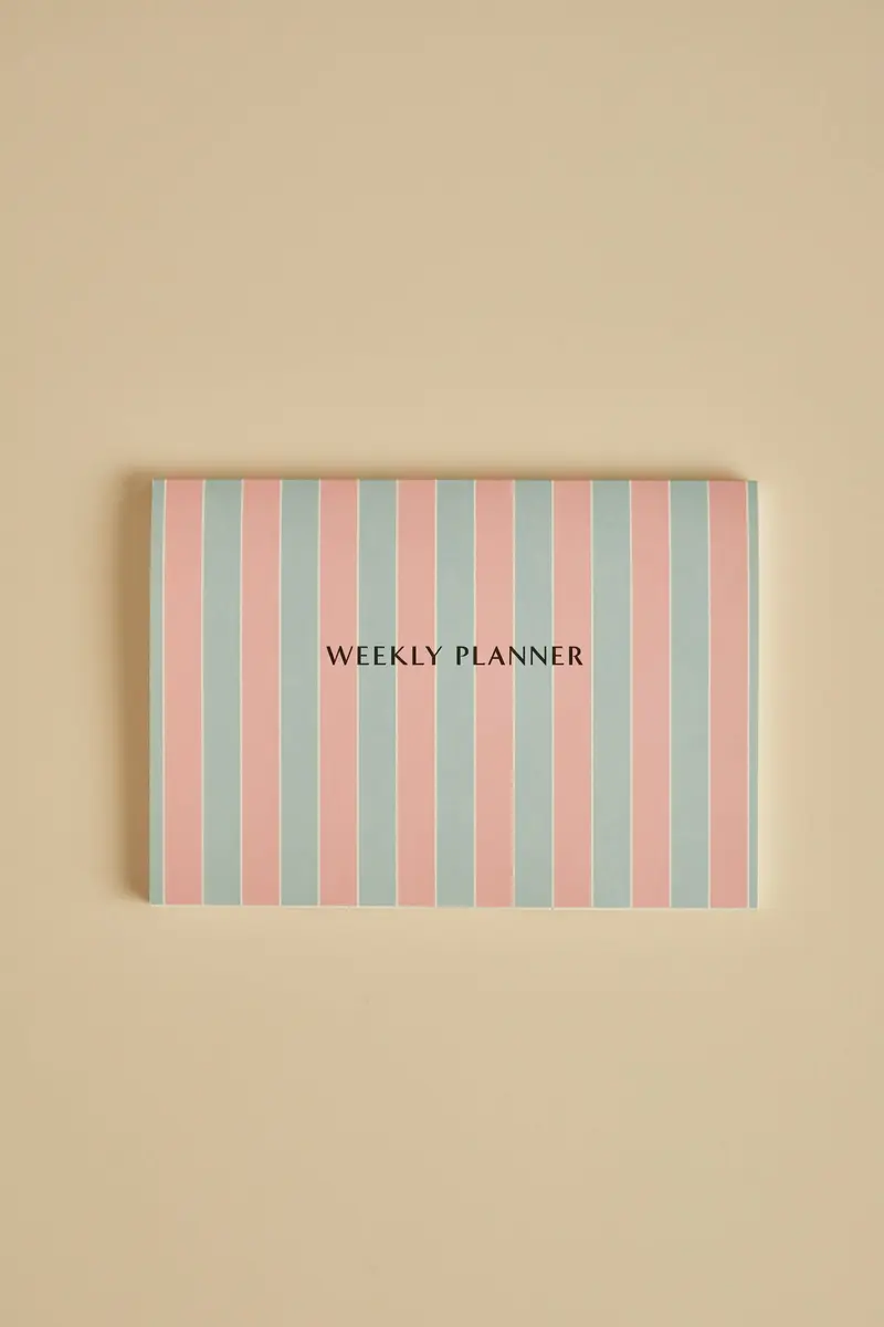 Weekly Planner Stripe Blue & Pink