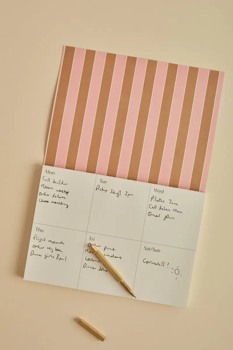 Weekly Planner Stripe Pink & Brown