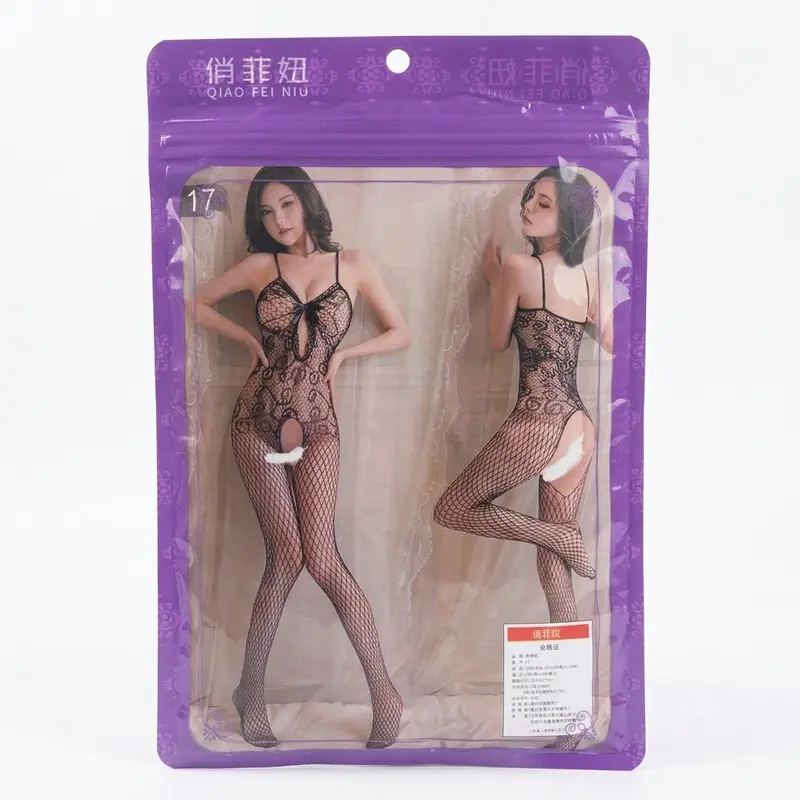 Women’s Black Lace Fishnet Bodystocking – One Size