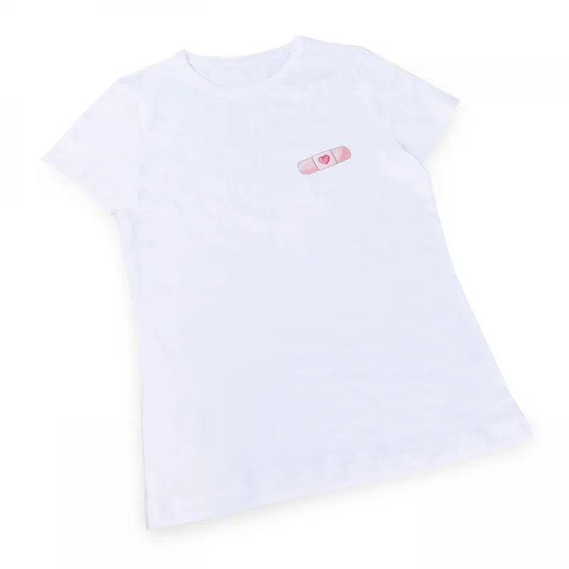 Women's Fitted Medical T-Shirt Band-Aid White 100% Cotton