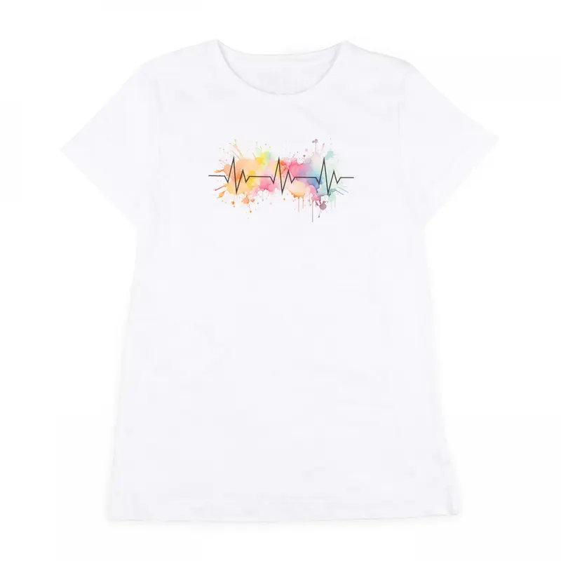Women's Fitted Medical T-Shirt EKG White 100% Cotton