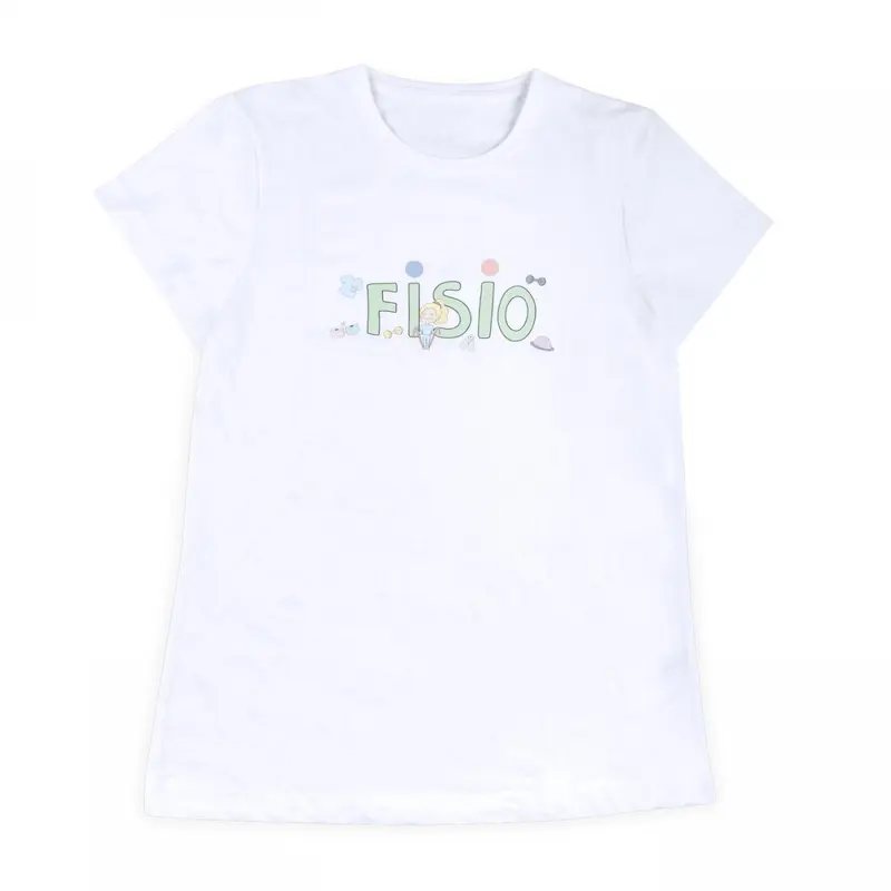 Women's Fitted Medical T-Shirt Fisio Pastel Colors White 100% Cotton