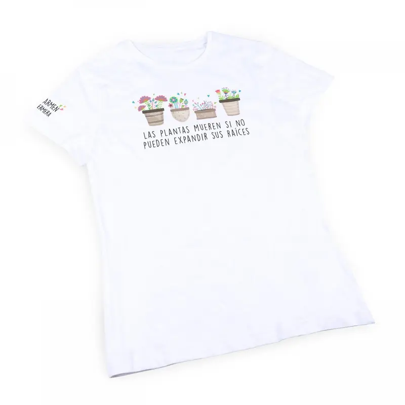 Women's Fitted Medical T-Shirt Plants White 100% Cotton