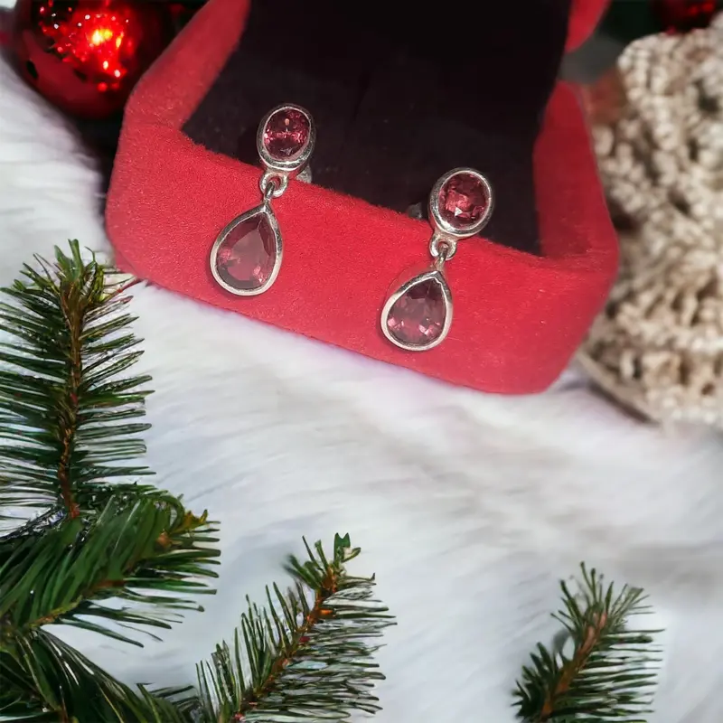 Women’s Natural Spessartite 925 Silver Earrings