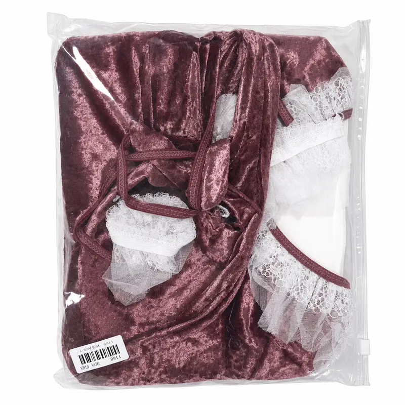 Women’s Velvet Lace Lingerie Robe Set – Burgundy