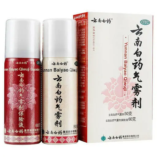Yunnan Baiyao Aerosol Spray Set - 50g or 85g with 60g Auxiliary Solution