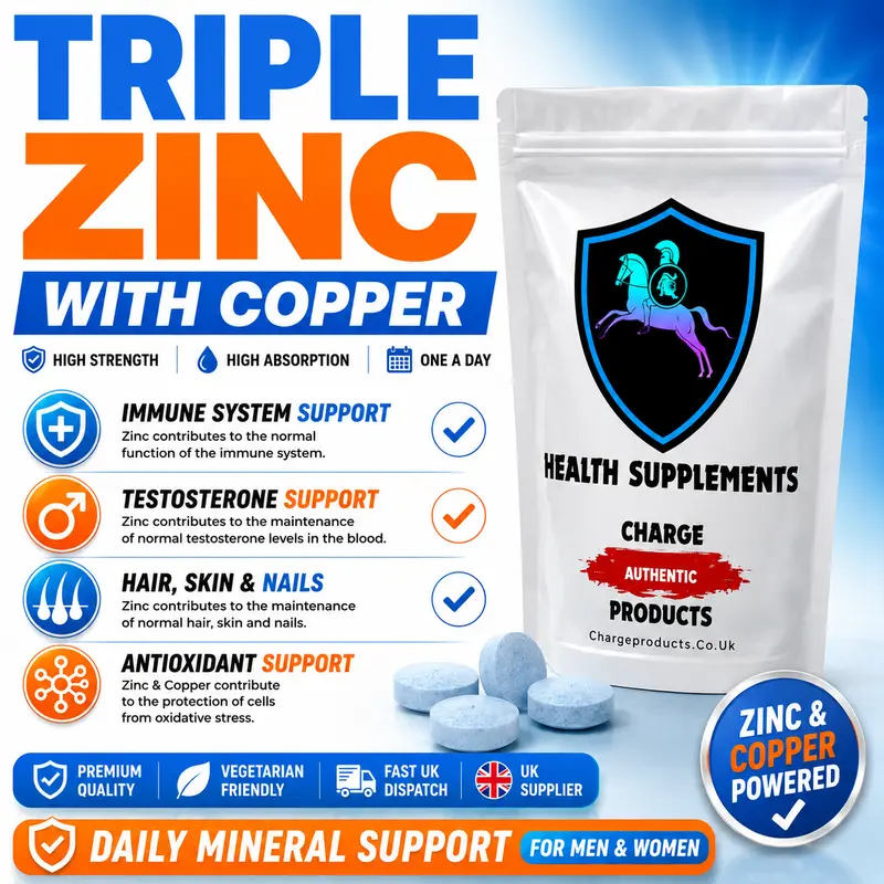 Zinc Triple Complex Tablets — High Strength Zinc Citrate, Bisglycinate & Picolinate with Copper