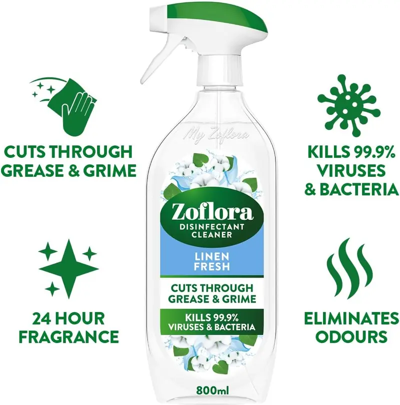 Zoflora Linen Fresh Trigger Spray 800ml x 4