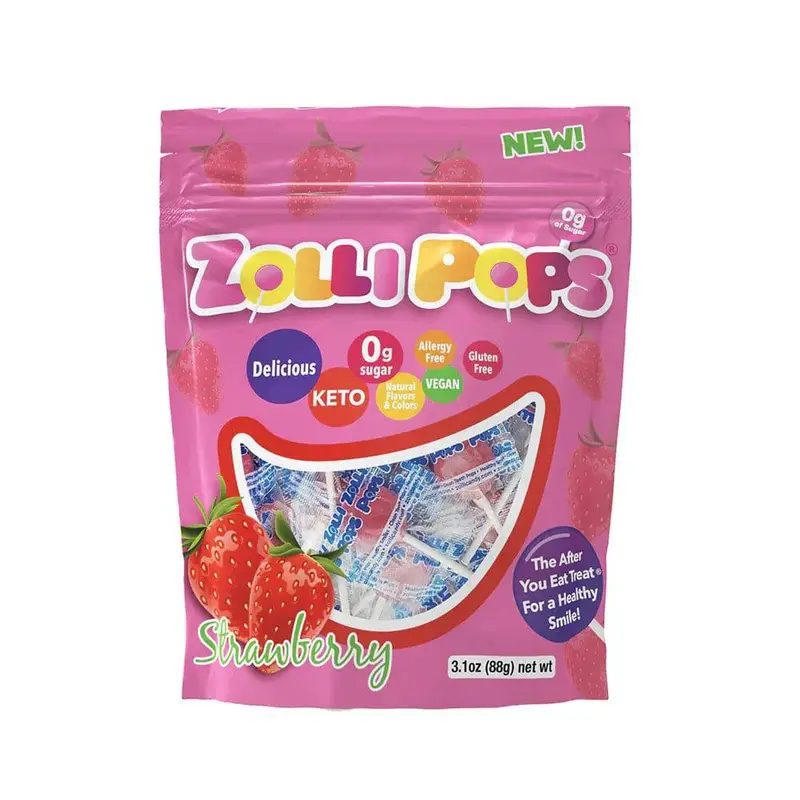 Zollipops® Sugar Free Lollipops Strawberry Flavor 3.1oz Bag