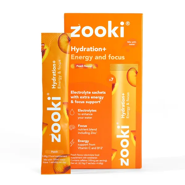 Zooki Electrolytes+ Energy & Focus Peach 7 Sachets