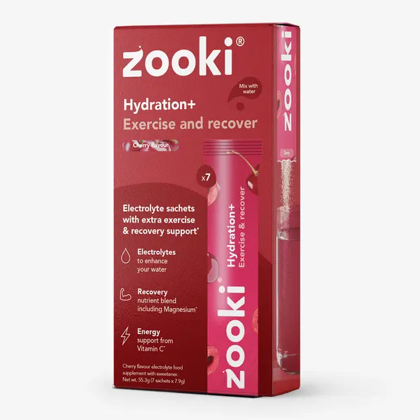 Zooki Electrolytes+ Exercise & Recover Sour Cherry 7 Sachets