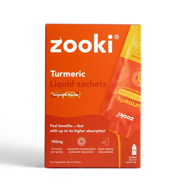 Zooki Liposomal Turmeric Curcumin 750mg Tangerine 14 Sachets